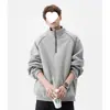 Moletom masculino com zíper parcial, nova coleção primavera/outono/inverno 2026, estilo retrô americano, moderno, modelagem solta, casual, jaqueta com gola alta