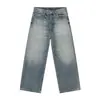 Jeans Masculino Nirben Cowboy Tendência High-End Reto Wide-Leg Lavado Versátil Calças de Moda
