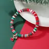 Festival de Natal Transfronteiriço Europeu e Americano Conjunto de Pulseiras de Argila de Polímero Sino do Papai Noel Pingente de Liga Pulseira de Natal Atacado