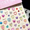 Adesivos Coloridos para Unhas Artísticas Gelatina Coração de Menina Dopamina Coração Rosa Pêssego Estéreo Padrão de Adesivo de Unha Fofo DIY