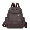 Mochila Estampada Retro Europeia e Americana Transfronteiriça Nova Moda PU Couro Macio Duas Alças Bolsa de Viagem Casual Feminina