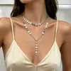 Joyería de Exportación Europea y Americana, Cadena para Clavícula con Colgante Redondo Simple y Elegante, Collar de Moda en Forma de Y con Colgante Redondo y Borla para Viajes Diarios