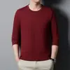Suéter de Manga Longa masculino Europeu e Americano Japonês e Coreano Primavera e Outono 100% algodão Camiseta solta Top interno cor sólida algodão mercerizado camisa de base