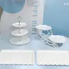 Soporte de Exhibición para Mesa de Postres de Boda Adornos Bandeja para Pasteles Bandeja para Snacks Soporte Plato Calado Mesa para el Té Arreglo de Cumpleaños