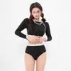 Nuevo traje de baño sexy de media manga con abertura para mujer, que cubre la barriga, adelgazante, para pecho pequeño, push up, bikini conservador para aguas termales