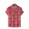 2024 Exportação Verão Novo Estilo Impressão Digital Popular 3D Simples e Fofo Pequeno Animal Camisa Casual Solta Masculina