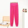 Calça de Treino Feminina Modal Fina de Lanterna Casual para Dança Quadrada Yoga Calça Solta de Cintura Alta Cropped