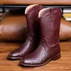 Botas Vaqueras Occidentales para Hombre con Patrón de Avestruz de Caña Alta y Alto Brillo Botas Retro de Puntera Puntiaguda Vestir Botas de Piel Comercio Exterior Dropshipping