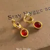 Brincos EVESENSE Originais Série Monica Ágata Vermelha Vintage Fritillaria Alta Qualidade Luxo Leve Design de Nicho
