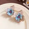 Pendientes de Flor de Aguja de Plata Estilo Fresco de Verano para Mujer, Diseño de Nicho con un Toque de Alta Gama, Pendientes Elegantes Estilo Vacaciones en la Costa