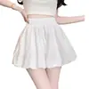 Falda midi floral con estampado de nubes blancas para mujer, de verano, cintura alta, adelgazante, forma de calabaza, línea A, dobladillo abullonado, minifalda estilo linterna