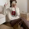 Suéter Pulôver Jacquard com Flores Pequenas Estilo Coreano Feminino Outono e Inverno Novo Solto Estilo Doce Redutor de Idade Top Suéter Macio e Aconchegante
