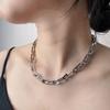 Tendência de Moda Ins Europeia e Americana Personalidade Moderna Retro Corrente de Fivela em Série Banhada a Ouro Combinação de Corrente Grossa de Nicho Colar