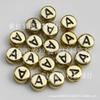 Miçangas de letras planas pretas com fundo dourado 4*7mm Material para pulseira infantil DIY 100/saco