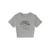Camiseta Blanca de Cuello Redondo Ajustada de Manga Corta para Mujer, Nueva Tendencia de Verano Estilo Americano Diseño de Letras de Marca Top Chica Picante