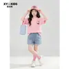 Camiseta súper linda de manga corta para niñas, nuevo modelo verano 2026, top de gatito de verano para niños, ropa de verano estilo coreano para niñas mayores