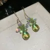 Pendientes Colgantes de Flor de Circonita Fresca, Gota de Agua y Borla, Pequeños y Frescos, Dulces y de Lujo Ligero, Pendientes Exquisitos y Elegantes