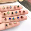 Acero Inoxidable Agujero Vertical Doce Piedras de Nacimiento 6mm Piedra Brillante Piedra de la Suerte Colgante Colgante Accesorios para Joyería DIY Collar