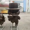 Escultura Personalizada de Urso Detetive em Desenho Animado em Cobre Imitado, Decoração de Chão de Luxo para Sala de Estar e Hall de Entrada