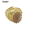 WT-R456 Anel Distinto Banhado a Ouro Real 18K Conjunto de Suporte com Anel Feminino Pedra Semipreciosa Natural Joias Mais Vendidas