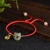 Pulseira de Moda Feminina Jade Hetian Natural Tigre Doce com Marca Fu Contas Redondas de Jade Branco Presente Ano do Tigre