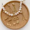 Chapado en Cobre Oro Real 24K Incrustado Zirconio Perla Calado Cadena de Borla Colgante Collar Colgante DIY Accesorios de Cuentas Hechos a Mano