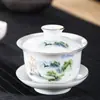 Gaiwan Sancai Cerámica de Porcelana Blanca Azul y Blanco Kung Fu Juego de Té Venta al por Mayor Logo Regalo Corporativo de Negocios