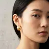 Pendientes de Botón Semicírculo de Circonita con Textura Cepillada Estilo Francés, Textura Exagerada, Artesanía Pesada, Lujo Ligero, Versátiles para Banquetes, Pendientes, Accesorios para Orejas