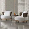 Pátio de Villa Sala de Sol Nórdico Exterior Madeira Maciça Designer Lazer Cadeira de Rattan Sala de Modelo Varanda Criativa Sofá de Rattan