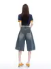 Shorts de Mezclilla Sueltos Estilo Americano para Mujer, Nuevos de Verano 2026 de Cintura Alta, Pierna Recta, Pierna Ancha para Tipos de Cuerpo Pera