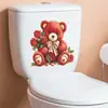Día de San Valentín Oso Romántico Rosa Pegatina para Baño Inodoro Decoración del Hogar Pegatina de Pared Venta al por Mayor Autoadhesivo