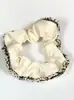 Elástico de Cabelo Scrunchie Listrado com Renda Estilo Coreano para Mulheres, Acessório de Cabelo Suave e Elegante, Elástico de Cabelo Scrunchie Estilo Coreano