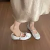 Temporada do Primeiro Encontro~ Sapatos Baixos Versáteis Retrô para Mulheres, Sapatos Baixos de Couro Pequenos com Solado Macio Estilo Ballet Mary Jane para Mulheres
