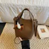 Bolso de Mano de Gran Capacidad de Moda y Sencillo, Bolso Cubo con Textura Elegante, Bolso Pequeño para Mujer, Bolso de Hombro y Cruzado de Moda Nuevo 2025