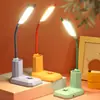 Nueva lámpara de mesa pequeña de dibujos animados LED mini portalápices manguera de almacenamiento luz de noche dormitorio dormitorio mesita de noche lámpara de mesa portátil