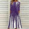 Nova moda feminina europeia e americana cross-border personalizado posicionamento degradê impressão pescoço redondo manga grande swing dress spot