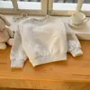 Moletom Liso com Gola Redonda para Meninas Estilo Primavera e Outono Solto Manga Longa Pulôver Casual Infantil Estilo Coreano Roupa Infantil