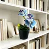 Mini 3 orquídeas Phalaenopsis artificiais em vasos aveludados, fornecimento de exportação direta, flores artificiais de toque realista, bonsai, adereços para fotografia