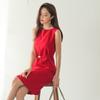 Vestido de Verano 2024 Nuevo Transfronterizo para Mujer, Estilo OL Profesional Elegante, Cuello Redondo, Cinturón, Ajustado, Vestido Vall para Mujer