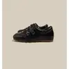 Estilo alemán casual estilo británico zapatos pequeños de cuero para mujer nuevos con cordones hebilla moda punta cuadrada tacón oculto zapatos de un solo color 2026