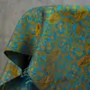 Estilo Palacio Europeo Azul Oro Flor Enredadera Tela Teñida en Hilo Vestido Retro Cheongsam Chaleco Bolsa Decorativa Tela Jacquard