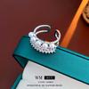 Anillo abierto de perla con lazo de circón de lujo ligero, exquisito brazalete elegante de moda para dedo índice de alto sentido, venta al por mayor de fábrica