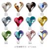 Mini corazón torcido pequeño con diamantes para decoración de uñas, base puntiaguda de 6 x 7 cm, cristal de lujo en forma de corazón de melocotón, diamantes grandes, joyería de uñas súper llamativa.