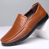 Sapatos de Couro Masculino Verão Respirável Couro Genuíno Buraco Vazado Sapatos Frescos Jovens Masculinos Sandálias Casuais de Negócios em estoque Cabelo
