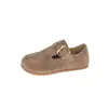 Zapatos Birkenstock para niños, nueva colección primavera/otoño/invierno 2026 para niñas, zapatos de bebé de suela blanda, zapatos de estudiante de un solo color, zapatos pequeños de cuero