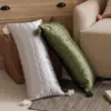 Cojín decorativo acolchado de satén con borlas estilo vintage para sofá de sala de estar, respaldo de cama de dormitorio de alta gama estilo ins