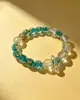 Pulsera nueva de cuentas de vidrio con lámina de oro, pulsera de hilo de cuentas de vidrio craquelado, suministro en vivo