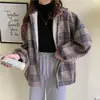 [Forro de polar Grueso] Nueva Chaqueta Camisa Cuadros de Fregar Otoño e Invierno para Mujer Manga Larga Coreana Holgada Cálida
