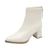 Botas finas botas cortas cálidas botas cortas mujer otoño e invierno nuevas botas de mujer punta fina tacón grueso tacones altos 2026 botas con forro de felpa