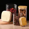 Frascos Cuadrados de Vidrio para Venta al por Mayor Transfronteriza con Tapas de Bambú, Botellas de Vidrio Selladas para Almacenamiento, Frascos para Almacenar Snacks y Granos, Frascos para Almacenar Té